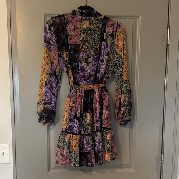 Zara Floral Belted Shirt Dress Long Sleeve Size M - Picture 5 of 6